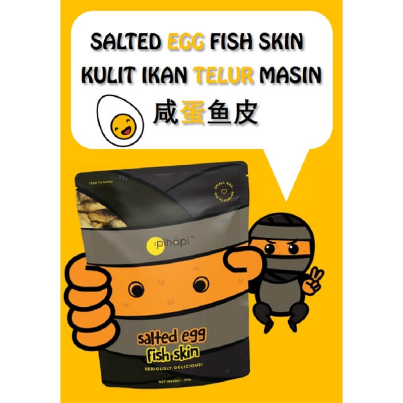 [READY STOCK] 150g (3 x 50g) Pihapi Salted Egg Fish Skin Snack / Snek Kulit Ikan Telur Masin / 咸蛋鱼皮零食 / 塩漬け卵の魚皮チップス