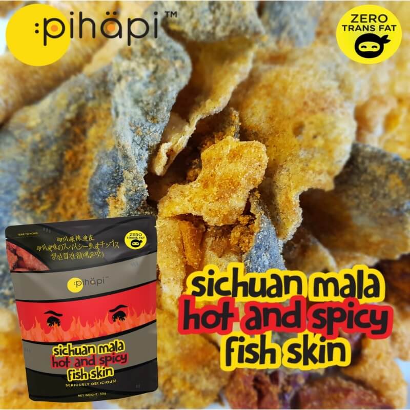 [READY STOCK] 150g (3 x 50g) Pihapi Sichuan Mala Hot & Spicy Fish Skin Titbits /Kulit Ikan Pedas & Berempah Sichuan Mala