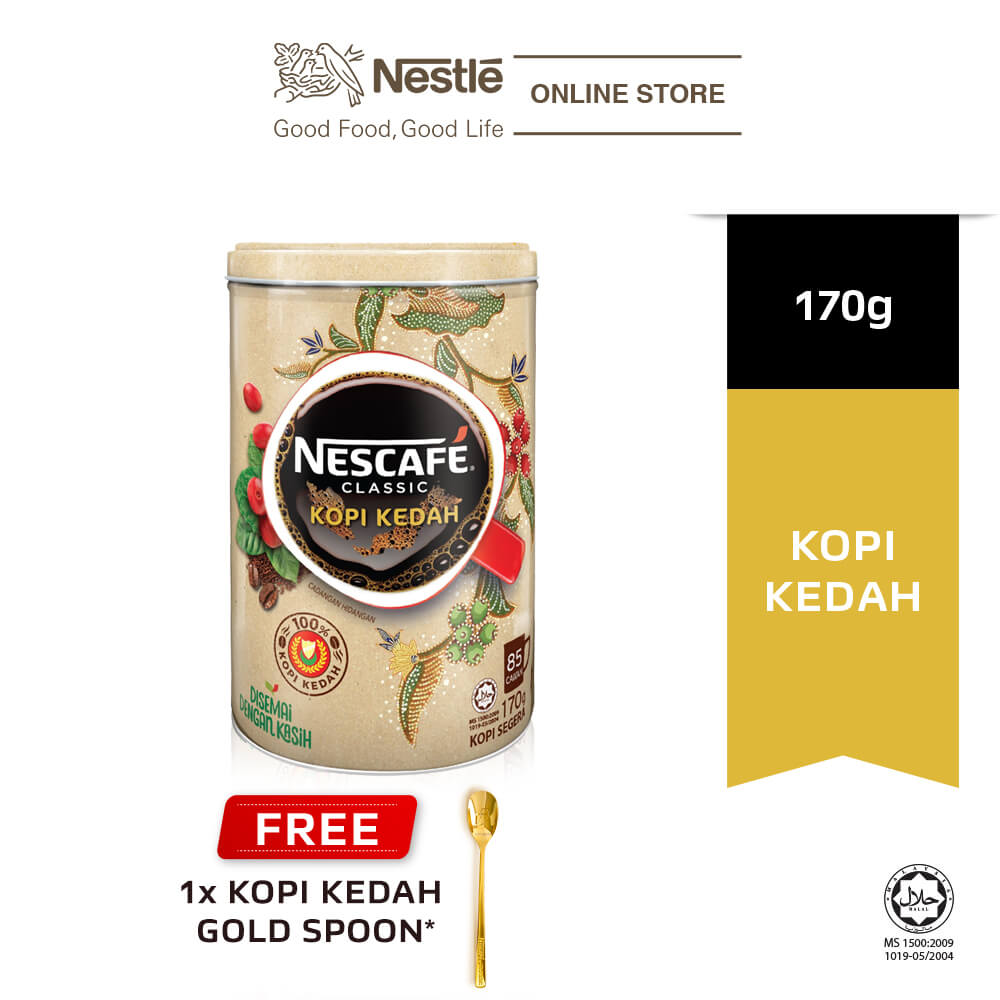  NESCAFE Kopi Kedah Tin 170g, FREE Gold Spoon