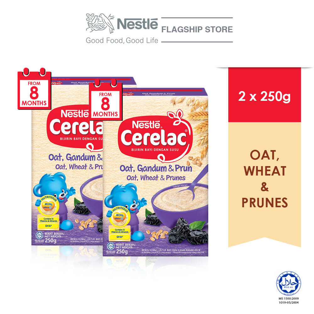 NESTLE CERELAC Oats, Wheat & Prunes Infant Cereal Box Pack 250g x2