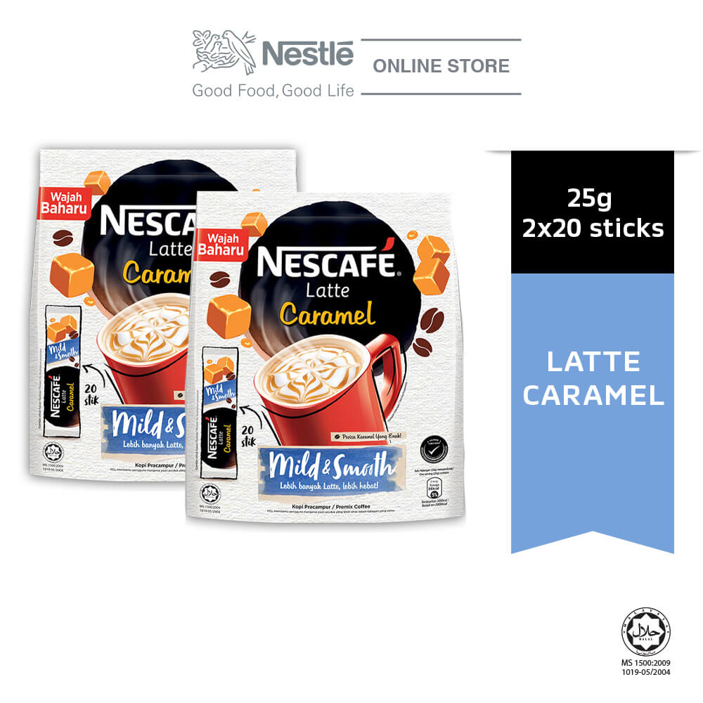 NESCAFÉ Latte Caramel Coffee 20 Sticks 25g Each x2 packs