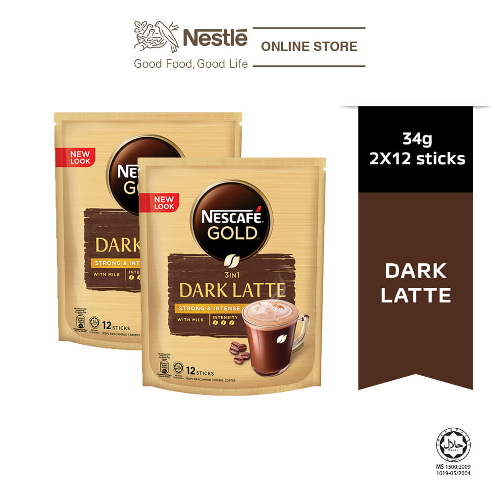 NESCAFÉ GOLD Dark Latte 12 Sticks, 31g Each x2 packs
