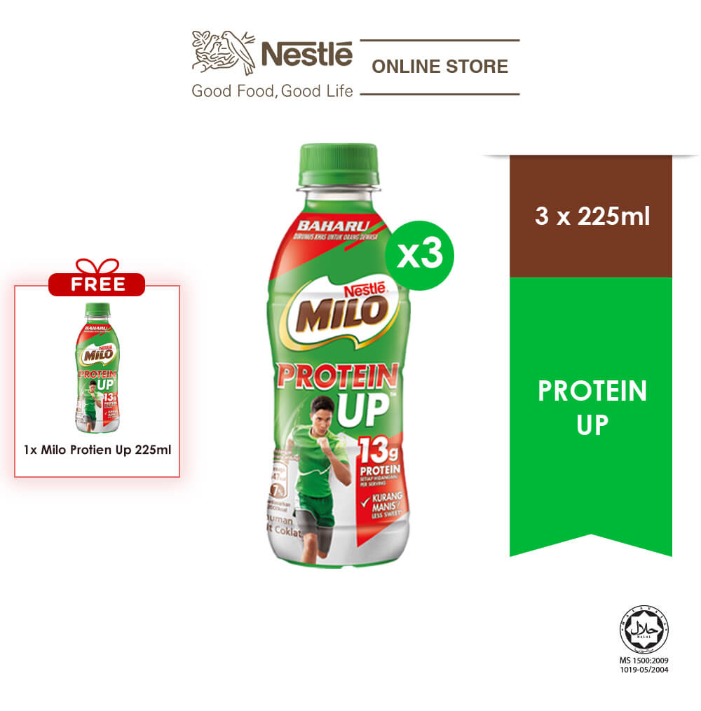 Nestle MILO® ProteinUp Chocolate Malt 225ml, Buy 3 Free 1