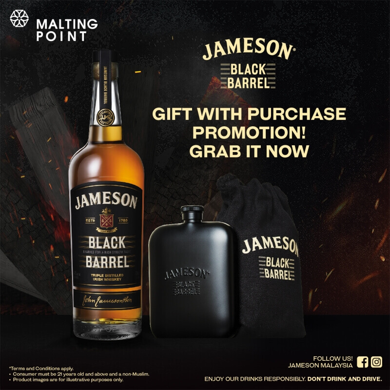Jameson Irish Whiskey Ireland Black Barrel (FOC 1 HIP FLASK)