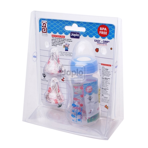 Japlo Easy Grip Feeding Bottle 140ml With 2 Silicone Nipples