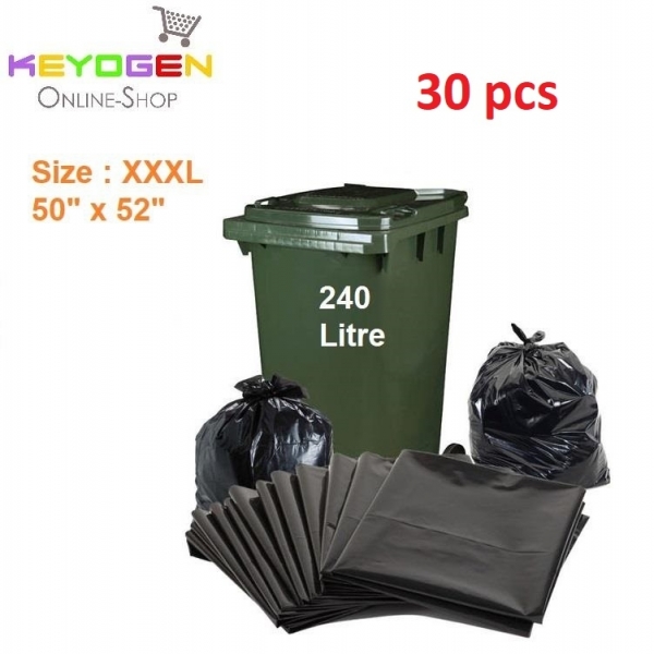 30pcs keyogen garbage bag for 240 Litre Dustbin / Waste Bin XXXL 50" x 52" Garbage bag
