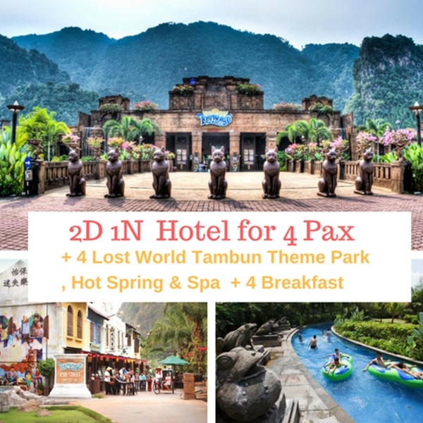 Cititel Express Ipoh + Lost World of Tambun, Hot Spring and Spa for 4 People