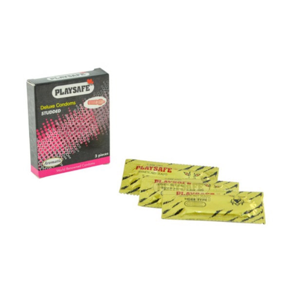 Playsafe Studded Condom Set 3\'s Kondom Lubricated Superthin