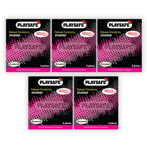 Playsafe Studded Condom 3\'s (5 Packs in 1) Kondom Lubricated Superthin