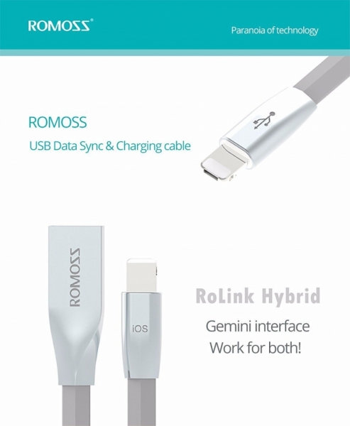 Romoss RoLink Hybrid Cable Same Connector 2-In-1 Android Micro USB & Lightning Apple iPhone
