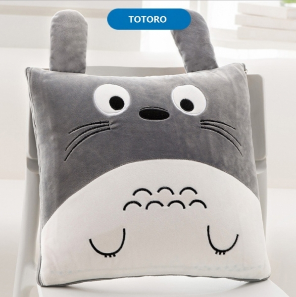 Husky Totoro Plush Soft Hold Foldable Throw Blanket Pillow Cushion