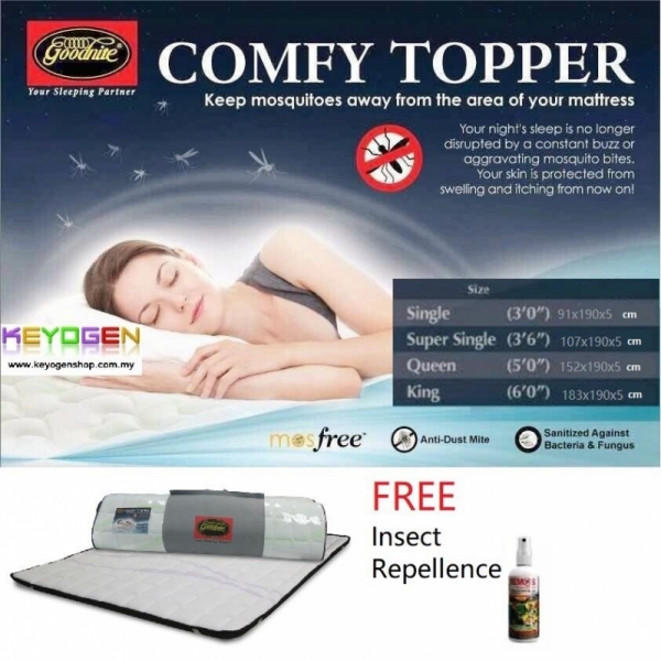 Goodnite Anti Mosquito Comfy Mattress Topper FREE repellent - SUPER SINGLE