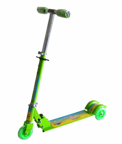 Adjustable Children Kids Scooter Bicycle- Green Spongebob