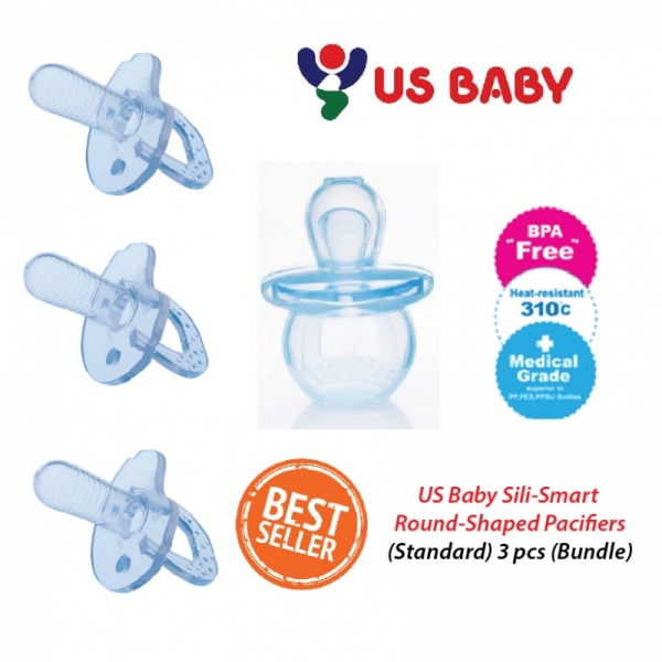 US Baby Sili-Smart Standard (Round Shape) Pacifier with case (L)