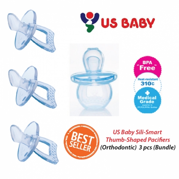 US Baby Sili-Smart Orthodontic (Thumb Shape) Pacifier with case (L)