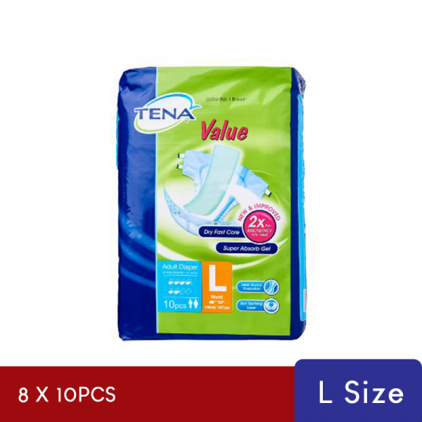 TENA Value Adult Diaper L 10s X8 Pack