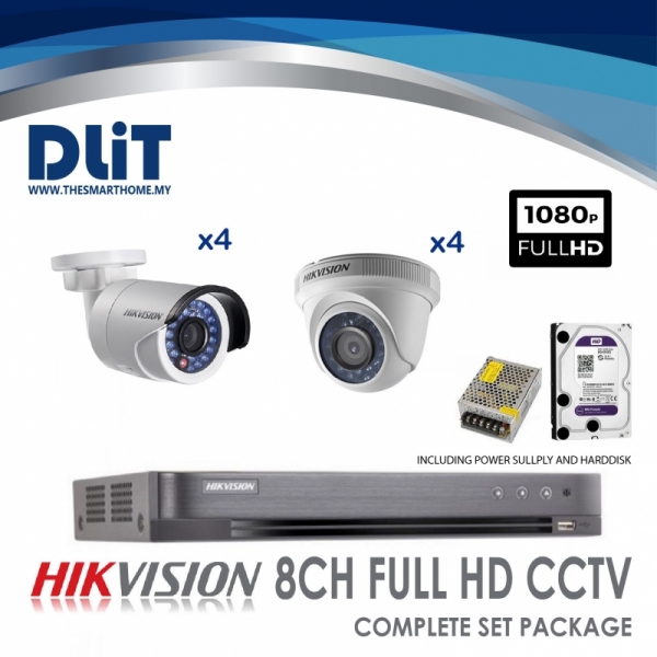 HikVision 8CH 1080p Full HD CCTV Complete Set Package