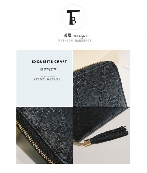Long wallet new European and American women's wallet fashion Linggra chain clutch bag multi-card mobile phone coin purse