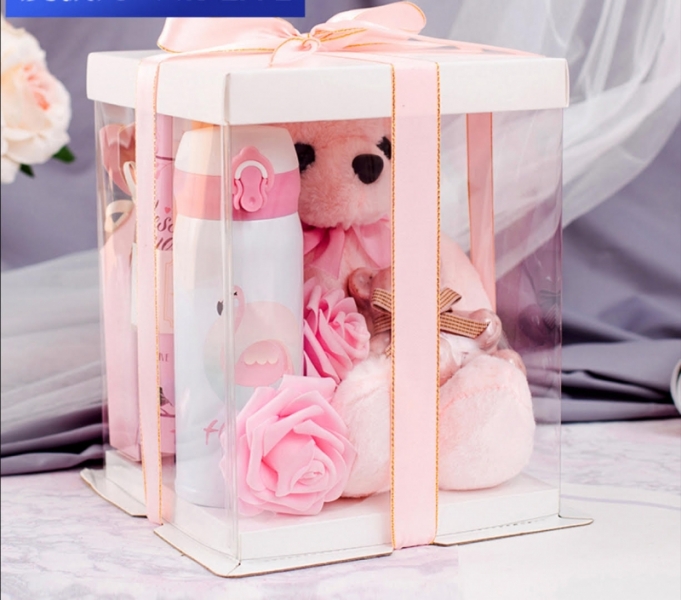 Teddy Bear with Thermos Bottle Gift Box