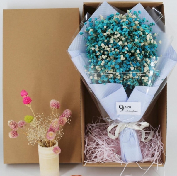 Gypsophila Flower Gift Box Blue