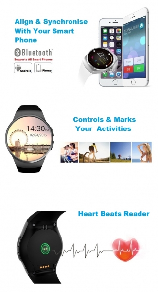 ANTI-SCRATCH ANTI-BREAKS WATERPROOF SMART WATCH WITH HEART RATE MONITOR LINKS SMART PHONE.EASY MAGNATIC CHARGING STREAMLINE GESTURE BUILD-IN REMOTE CAMERA.SUPPORTS ANDRIOD/IOS IN MOST LANGUAGES USABLE BLUETOOTH EARPHONE