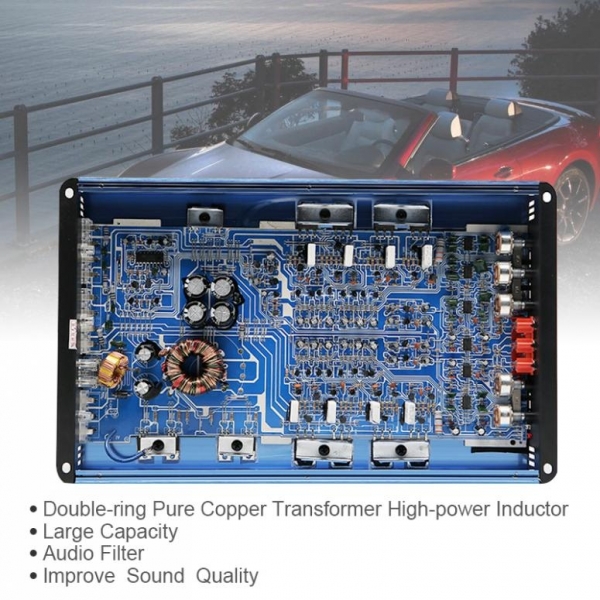 3800W PMPO 6/4/2 Channel Class AB Digital High Power 12 volts Mobile Stereo Amplifiers Blue Aluminum Alloy for Cars and Trucks