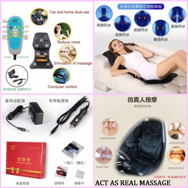 Full Body Household Foldable Massage Mattress With Heating Vibration for Head,Neck,Back,Leg.Vibrating Bed Cushion as Massage Spa Therapy Mat at home,office or in the car.