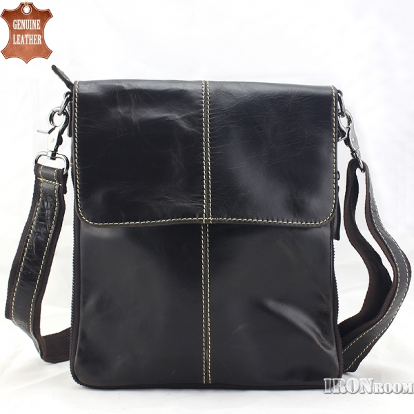 Ironroom Men's Expanable Leather Messenger Bag LJC17005BG