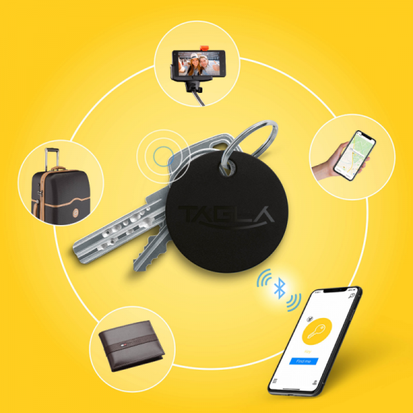 TAG La V2 Bluetooth Tracker Key Finder Item Finder Anti lost alarm device for Security-Key Locator, Wallet Tracker, Phone Finder, Selfie Remote (BLACK)