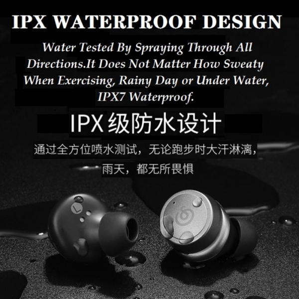 Waterproof Bluetooth Stereo Ear Phones Wireless High-Definition Dual Silicon Microphone Clear Voice Capture Device
