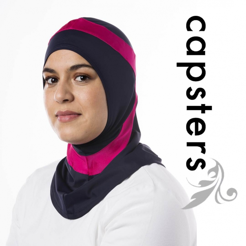 Capsters Swim Water Sports Hijab (Dark Blue & Pink)