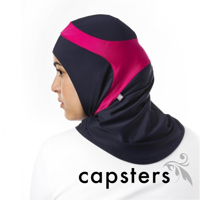 Capsters Swim Water Sports Hijab (Dark Blue & Pink)