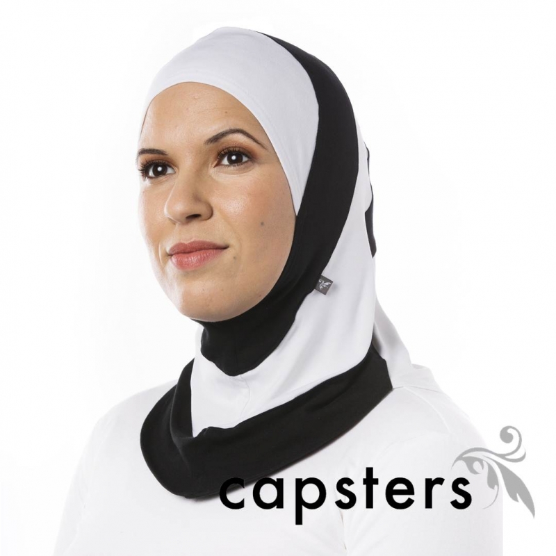 Capsters Fitness Sports Hijab (Black & White)