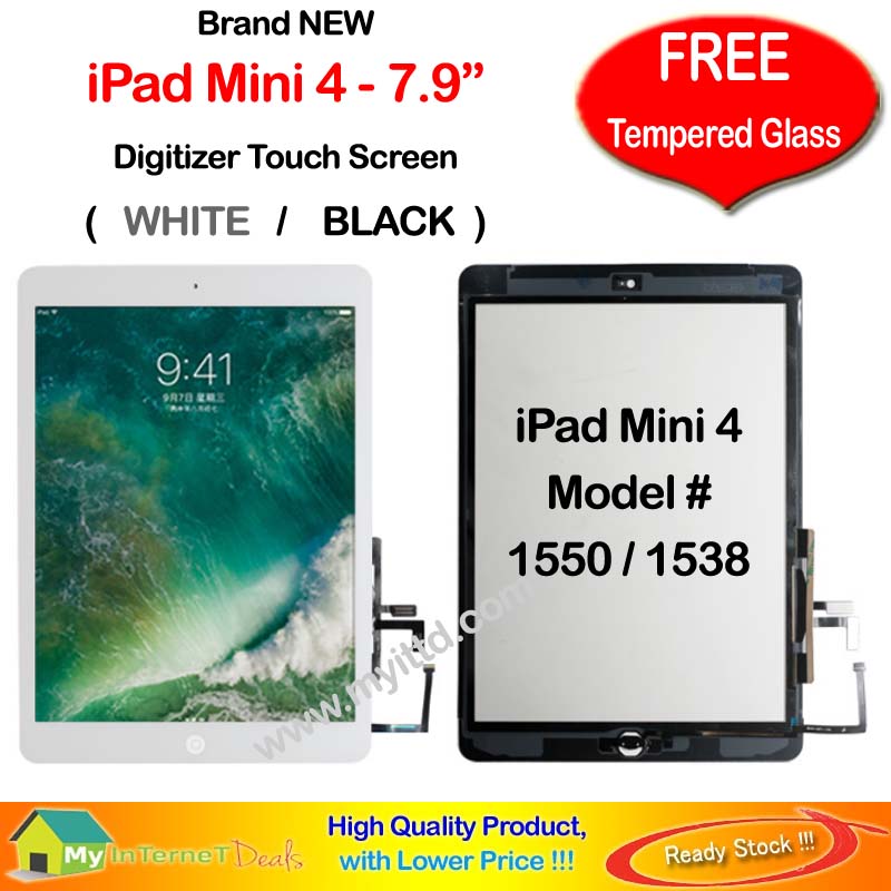 Qi For iPad Mini 4 A1538 A1550 Touch Screen Digitizer Replacement Parts FREE Tempered Glass