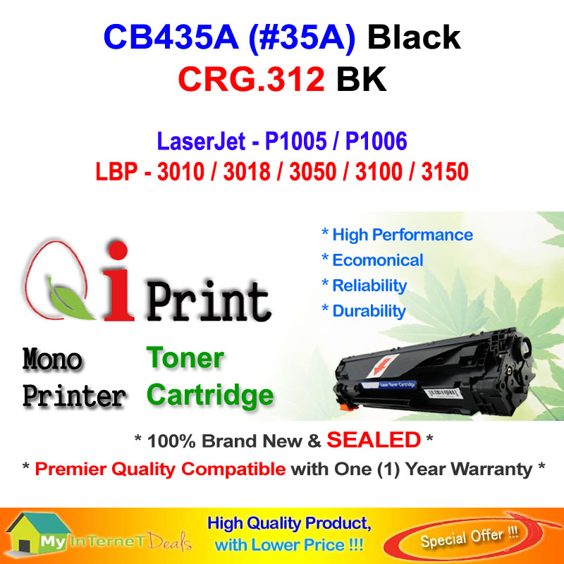Qi Print HP CB435A 35A P1005 P1006 CRG 312 Toner Compatible * SEALED *