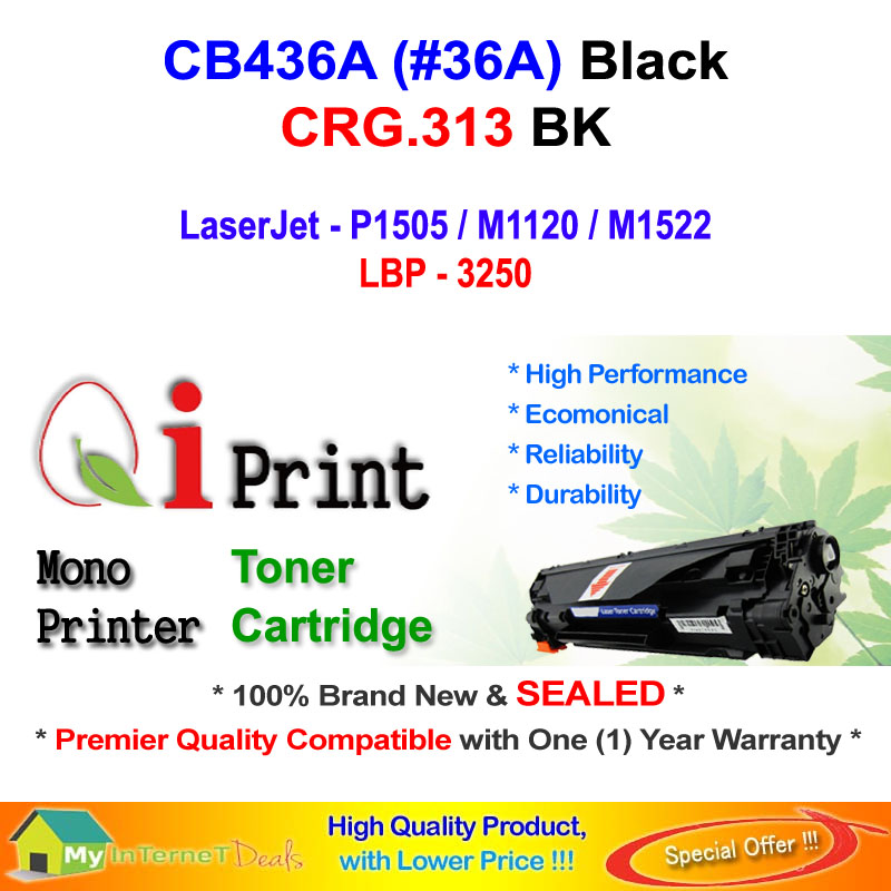 Qi Print HP CB436A 36A P1505 M1522 CRG 313 Toner Compatible * SEALED *