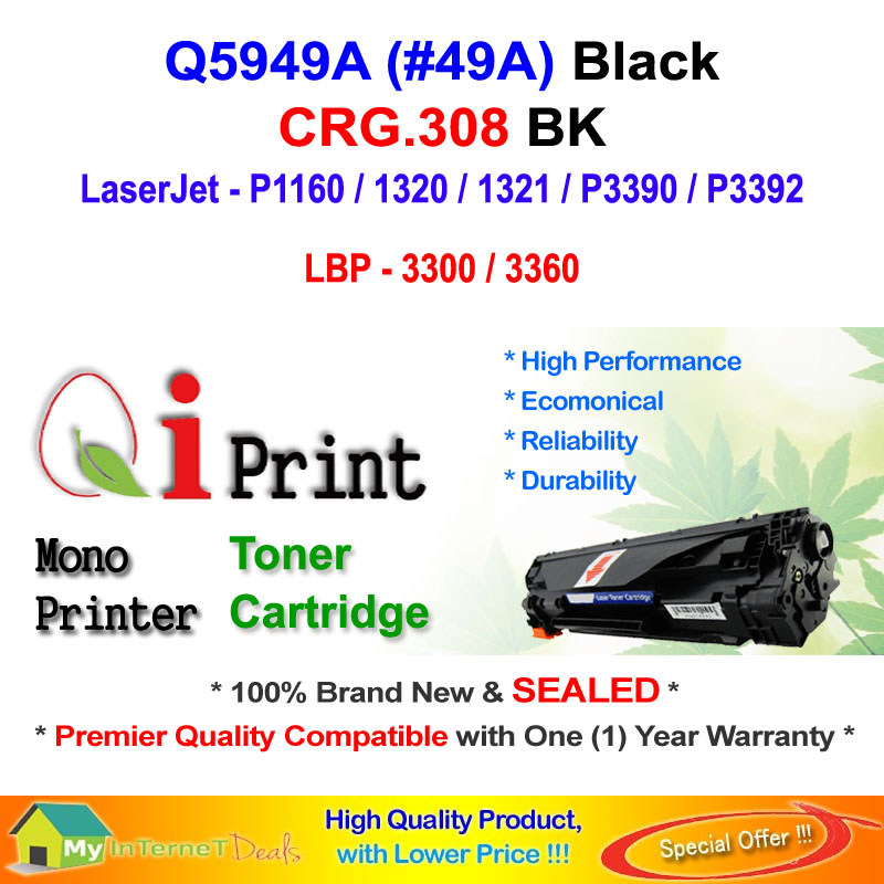 Qi Print HP Q5949A 49A P1160 P1320 CRG 308 Toner Compatible * SEALED *