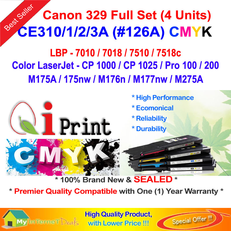 Qi Canon CRG 329 Color Toner LBP 7018 7518 Compatible Color Toner Cartridge - CMYK