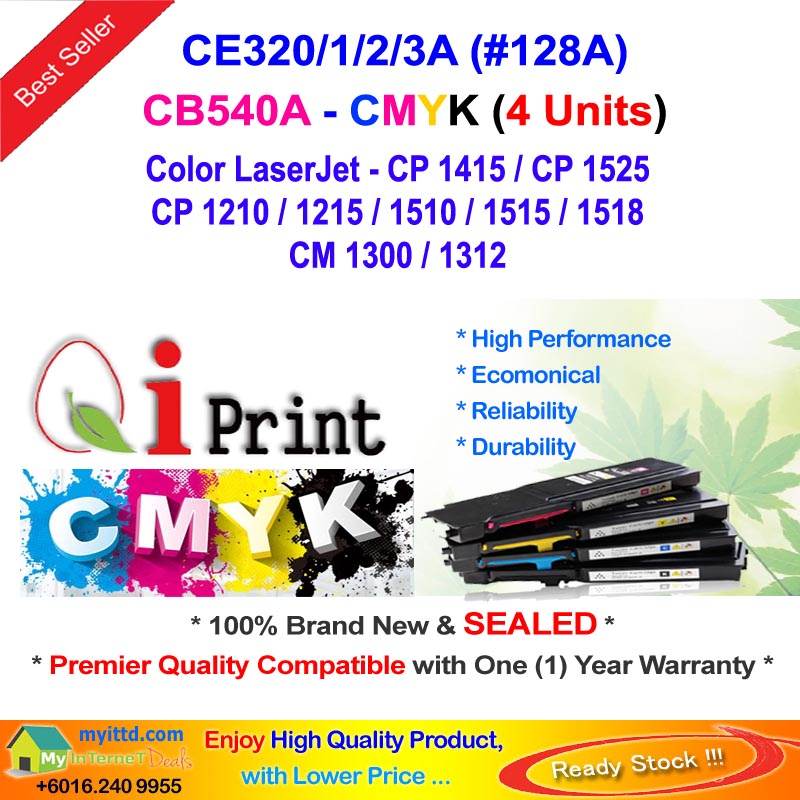 Qi HP 128A CE320A CE321A CE322A CE323A Color Toner Compatible CMYK