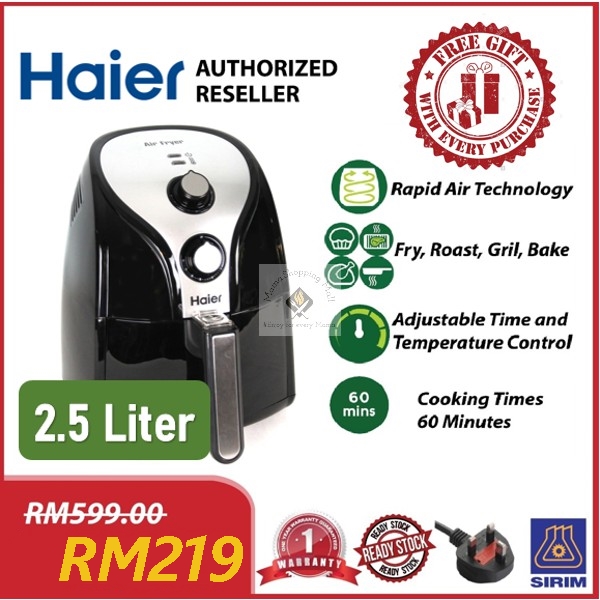 [FREE GIFT] Haier 2.5L Analog Air Fryer - Rapid Heatwave Technology - 4 Functions (Fry, Roast, Grill & Bake)