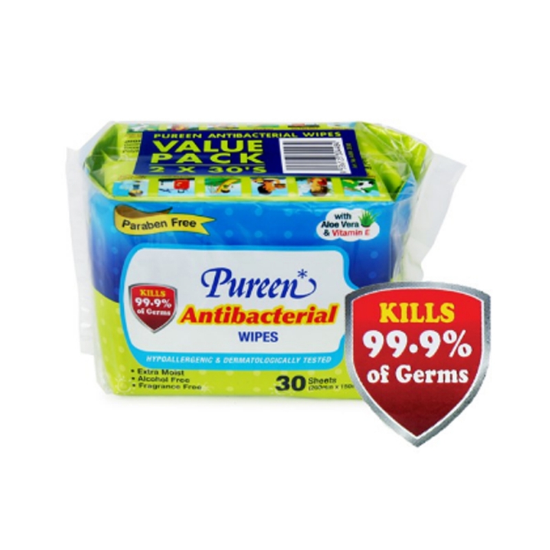 Pureen Antibacterial Wipes (2 x 30\'s)