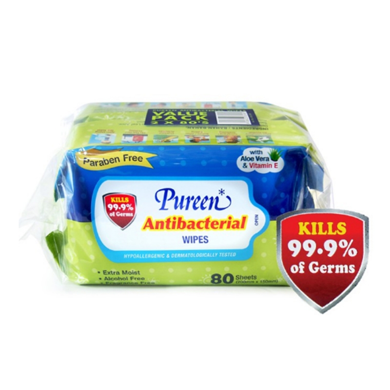 Pureen Antibacterial Wipes (2 x 80\'s)