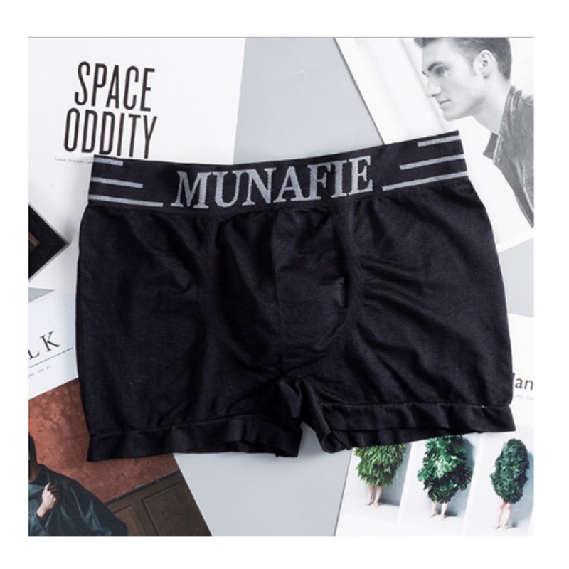 MUNAFIE Men Boxer Fierce Underwear Shorts Shape One Size (Black)