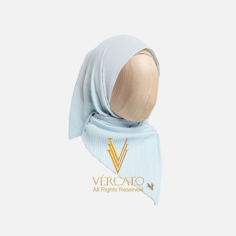 VERCATO Premium Bawal Pleated in Baby Blue