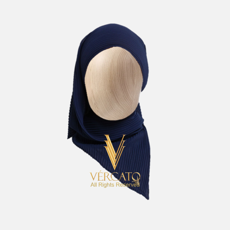 VERCATO Premium Bawal Pleated in Navy Blue
