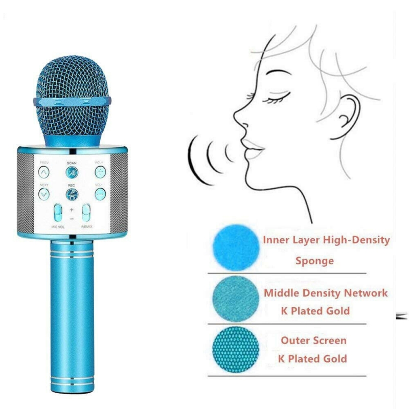 High Quality Ws858 Bluetooth Handheled KTV Karaoke Microphone Q9 Q7 JY-50 can use samsung apple + Free Gift