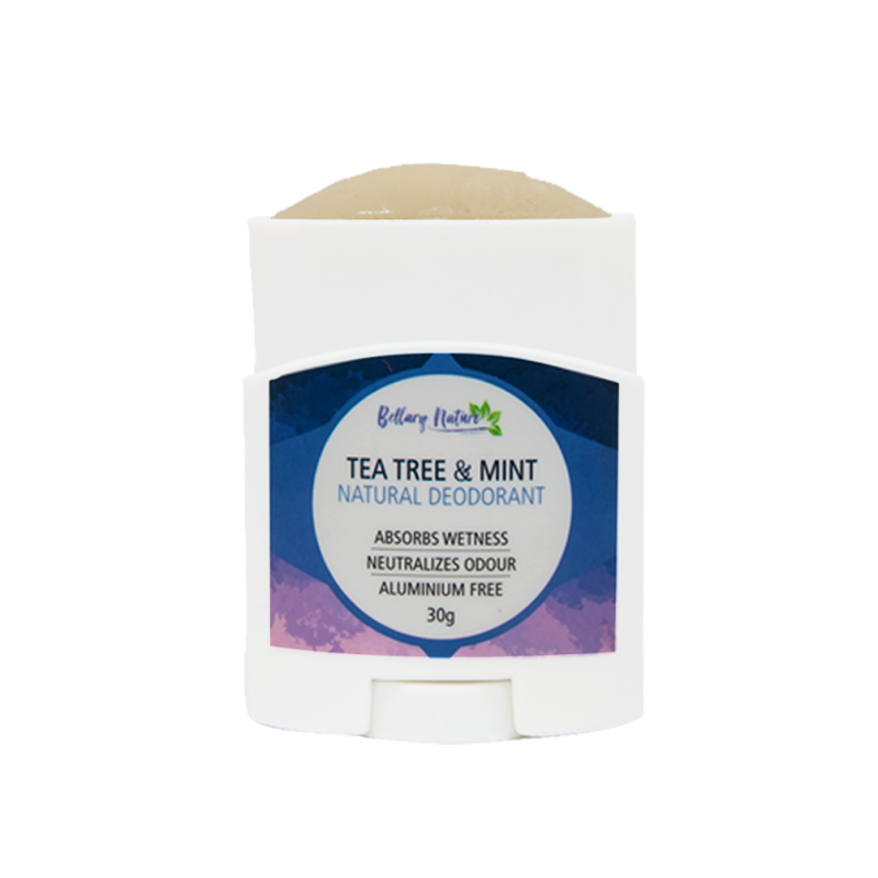 Bellary Nature - Tea Tree & Mint Natural Deodorant 30g (No Aluminium, No Parabens, No Phthalates, No Triclosan, No Artificial Fragrance, No Mineral Oils, No Petrolatum)