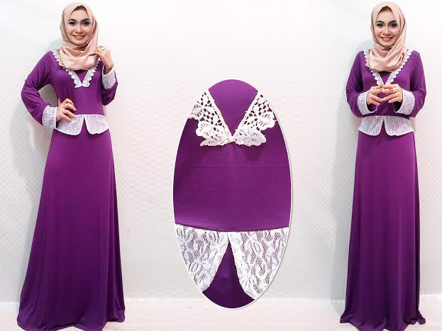 Fashion Two-Piece Joint Lace Design Jubah Dress (Including Shawl)