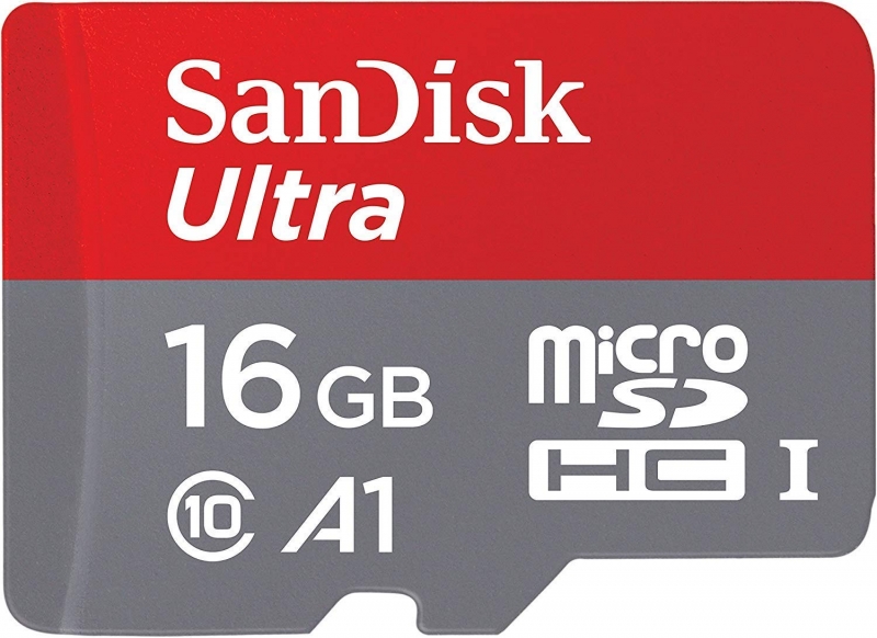 Sandisk Ultra 16GB Micro SDHC UHS-I Card with Adapter - 98MB/s U1 A1 - SDSQUAR-016G