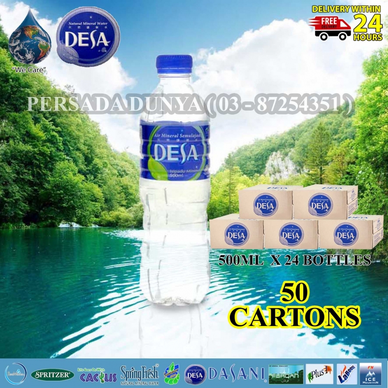 PACKAGE OF 50 CARTONS : DESA MINERAL WATER 500ML x 24 BOTTLES